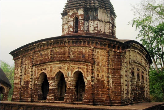 Temples at Bishnupur, West Bengal, India - West Bengal is famous for its terracotta temples and the balucheri sarees .